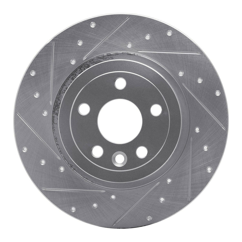 R1 16-19 Land Rover Range Rover Evoque Rear Left Drilled & Slotted Black Brake Rotor
