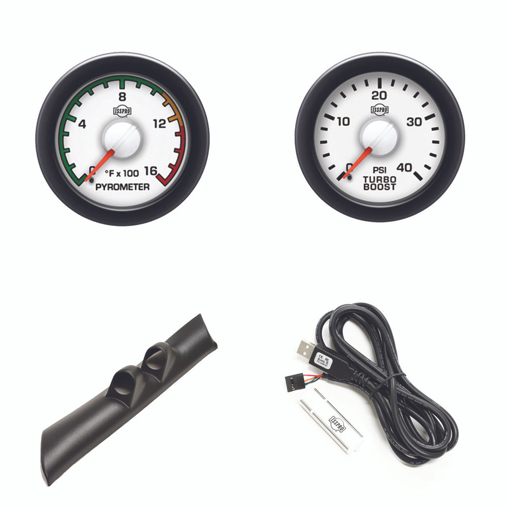 ~(5 lbs. 32X8X8)~ 99-07 SD FORD EV2 White Face/Red Pointer/Black Bezel Pyro-Boost-Pillar