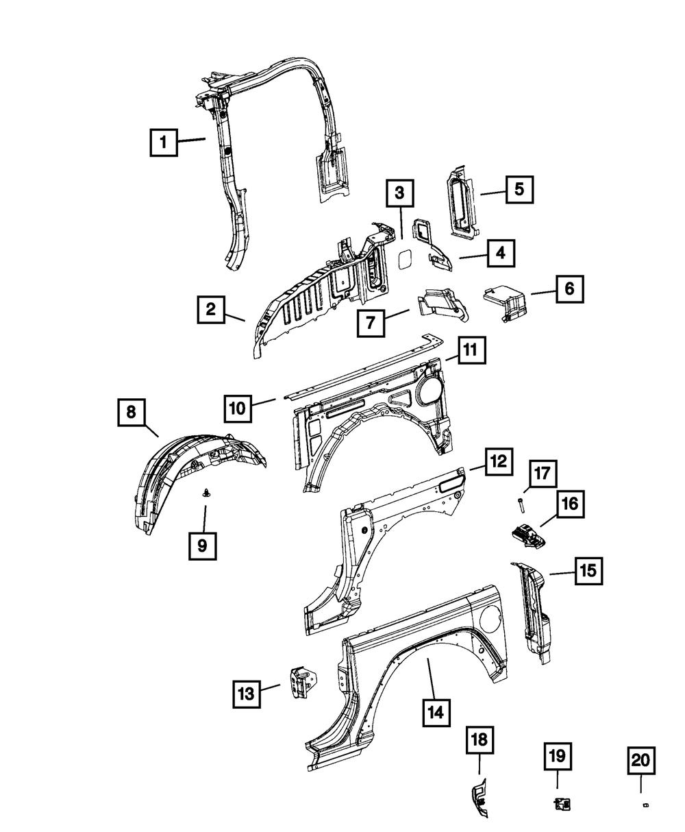 ~(4 lbs. 50X30X5)~ JL 2dr Quarter Panel Reinforcement - Passenger Side