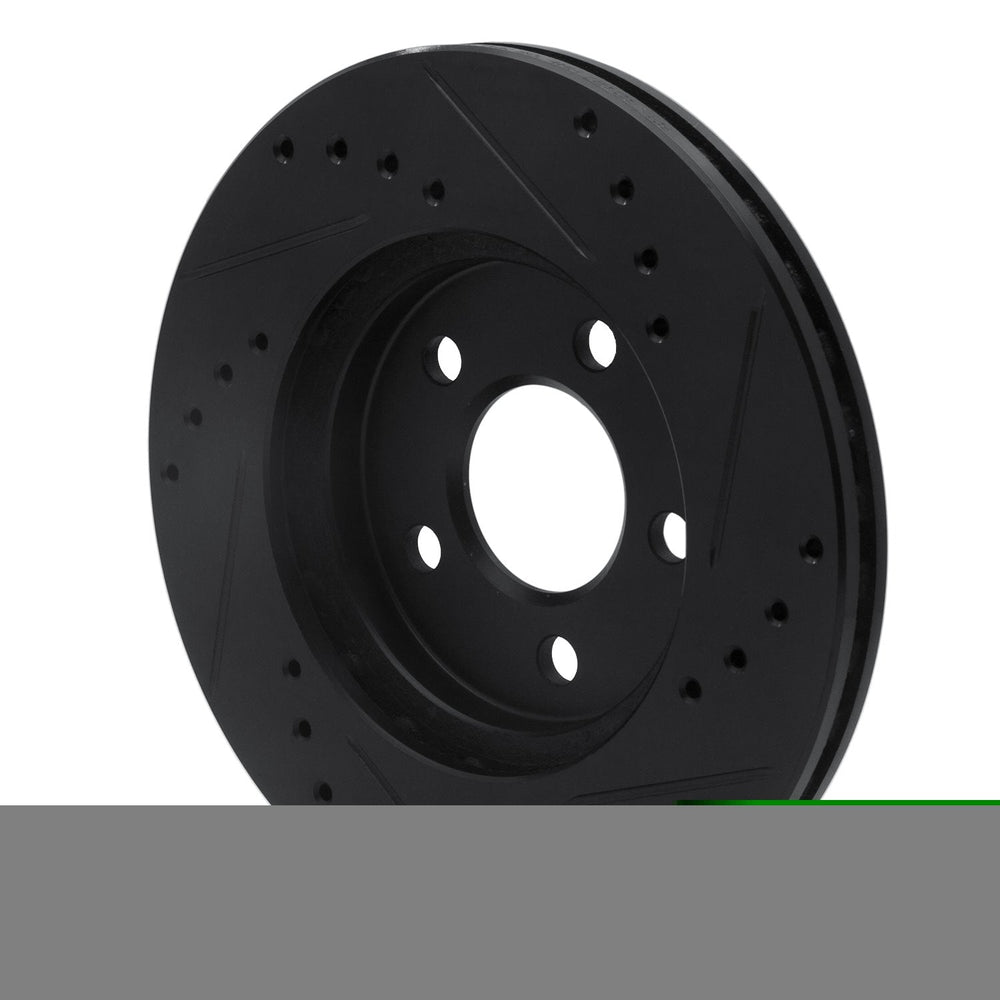 R1 86-90 Chrysler Town & Country Front Left Drilled & Slotted Black Brake Rotor