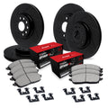 R1 Concepts Black Slotted Rotors with 5000 Oep Brake Pads Hdw