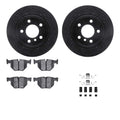 R1 07-19 BMW X5 Rear Drilled & Slotted Black Brake Rotor Set w/Ceramic Pads and Hardware