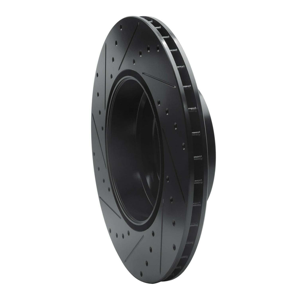 R1 07-19 BMW X6 Rear Right Drilled & Slotted Black Brake Rotor