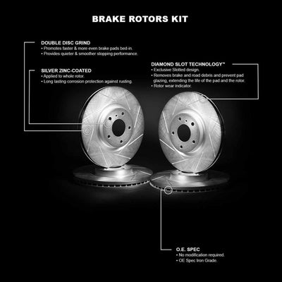 R1 Concepts Brake Rotor- Slotted - Silver Fits Chevrolet Camaro