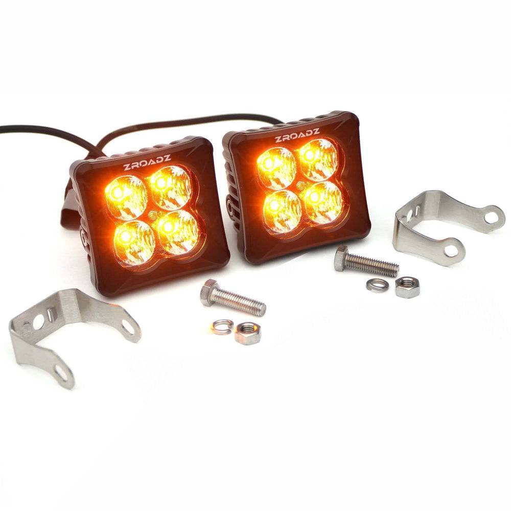 Ditch/Hood Light Bracket Mount Kit Includes (2) 3-inch ZROADZ G2 Series Amber LED Light Pods - Part # Z369441-KIT2A