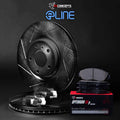 R1 Concepts Black Slotted Rotors with 5000 Oep Brake Pads Hdw