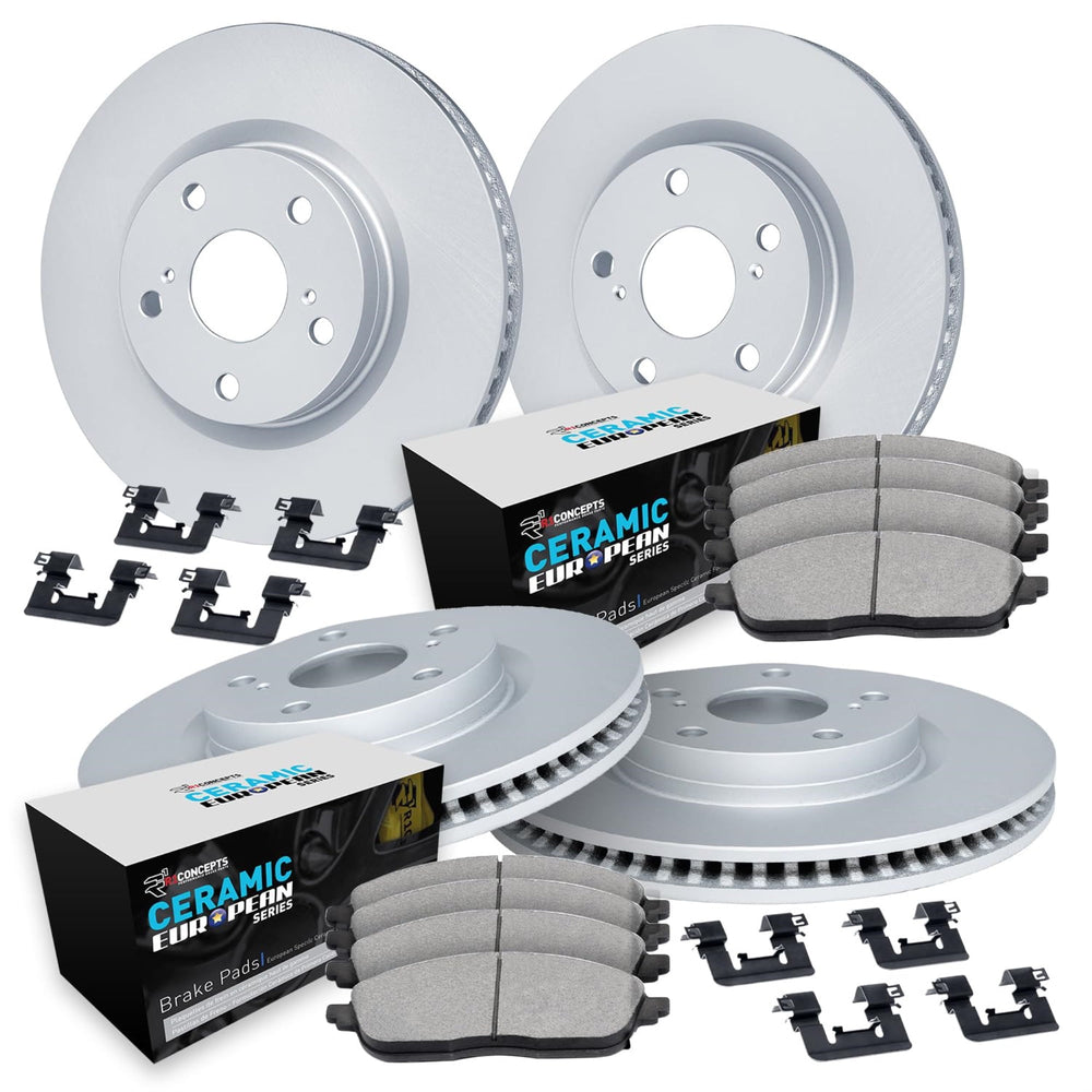 R1 Concepts Brake Rotors - Carbon Coated w/ Euro Ceramic Pads Hdw Fits Jaguar S-Type