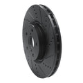 R1 05-17 Subaru WRX STI Front Right Drilled & Slotted Black Brake Rotor