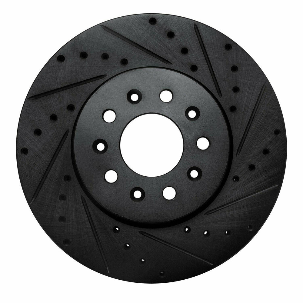 R1 13-25 Cadillac CT4 Front Right Drilled & Slotted Black Brake Rotor