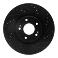R1 11-25 Hyundai Tucson Front Right Drilled & Slotted Black Brake Rotor