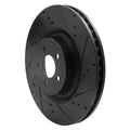 R1 15-23 Ford Mustang Front Right Drilled & Slotted Black Brake Rotor