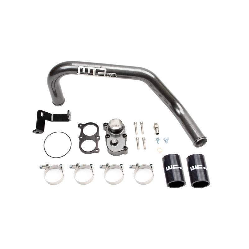 2006-2010 LBZ/LMM Duramax Top Outlet Billet Thermostat Housing and Upper Coolant Pipe Kit for DUAL CP3Sparkle Bomber Orange