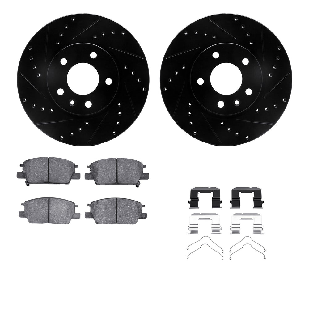 R1 16-20 Buick Regal Sportback Front Drill/Slot Black Rotors w/Ceramic Pads