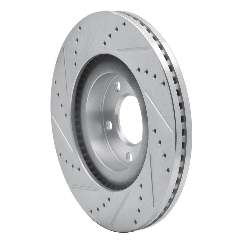 R1 Concepts Brake Rotor Drilled and Slotted Silver Fits Ford Edge