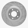 R1 Concepts Brake Rotor Drilled and Slotted Silver Fits Ford Edge