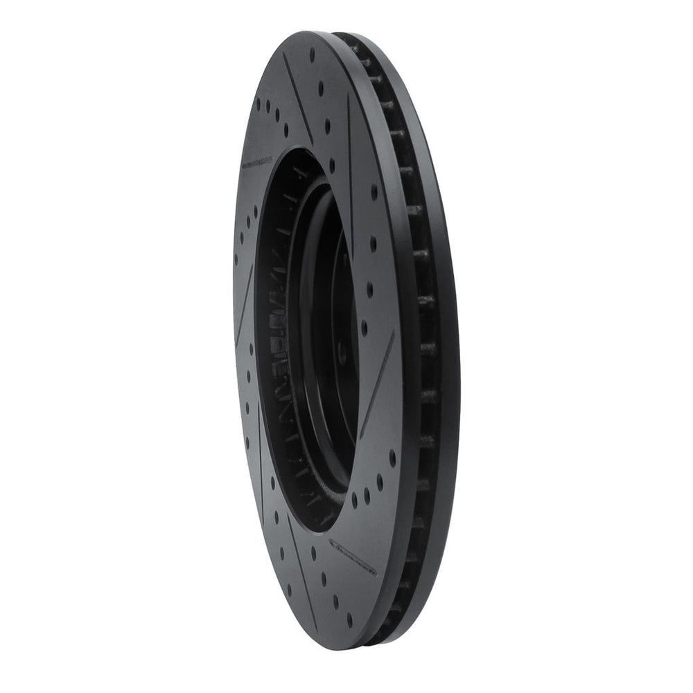 R1 15-25 Hyundai Kona EV Front Left Drilled & Slotted Black Brake Rotor