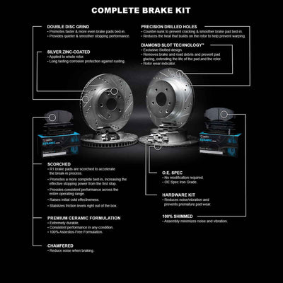 R1 E- Line Series Brake Rotor - D/S - Silver w/ Ceramic Pads Hdw Fits Ford Escape