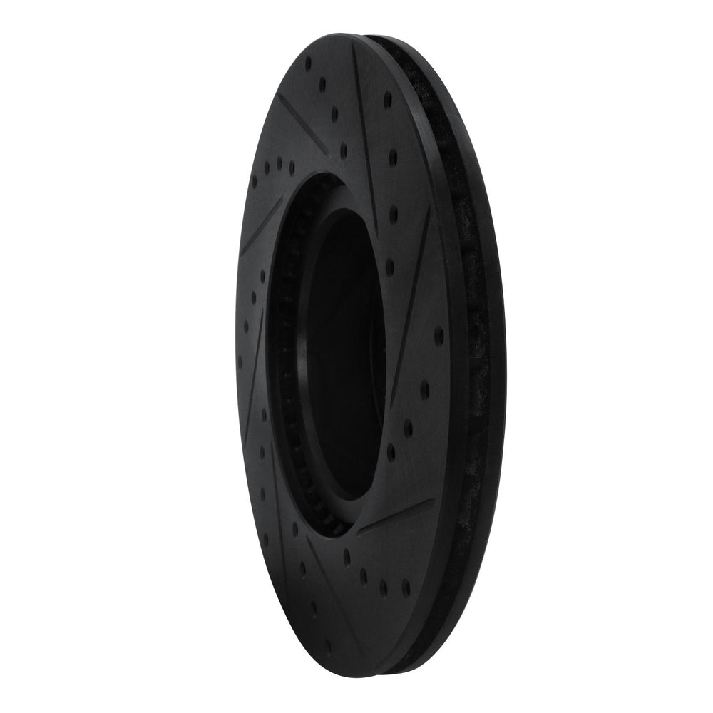 R1 82-85 Mercedes-Benz 380SEC Front Left Drilled & Slotted Black Brake Rotor