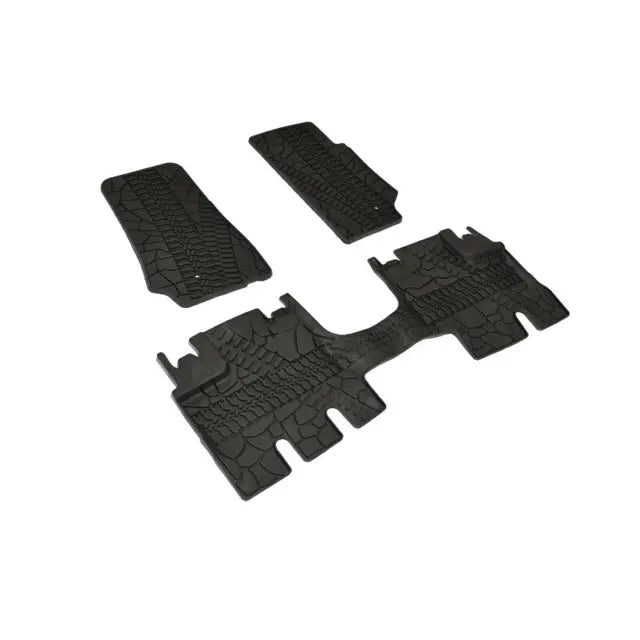 ~(10 lbs. 54X21X2)~ 07-13 JK 4dr Front AND Rear Floormats - Tire Tread Pattern