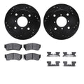 R1 89-01 Chevrolet Metro Front Drilled & Slotted Black Brake Rotor Set w/Ceramic Pads and Hardware
