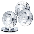 R1 20-25 Toyota GR Supra Front & Rear Drilled & Slotted Silver Brake Rotor Set