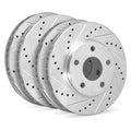 R1 20-25 Toyota GR Supra Front & Rear Drilled & Slotted Silver Brake Rotor Set