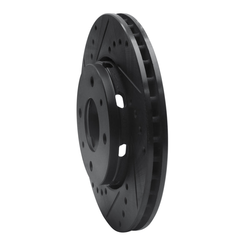 R1 00-04 Volvo S40 Front Left Drilled & Slotted Black Brake Rotor