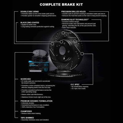 R1 E- Line Series Brake Rotor - D/S - Black w/ Ceramic Pads Fits Ford Escape