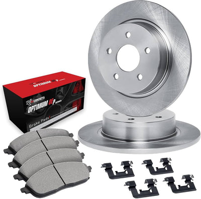 R1 Concepts Brake Rotor- Blank with Optimum Oe Pads Hdw Fits Hyundai Santa