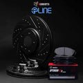 R1 Concepts Black Drilled Slotted Rotors with 5000 Oep Brake Pads Hdw