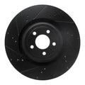 R1 15-23 Ford Mustang Front Left Drilled & Slotted Black Brake Rotor