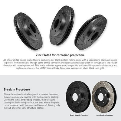 R1 E- Line Series Brake Rotor - D/S - Black w/ Ceramic Pads Hdw Fits Genesis G70