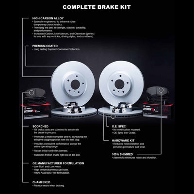 R1 05-14 Volkswagen Golf Front & Rear Carbon Coated Brake Rotor Set w/Optimum OE Pads and Hardware