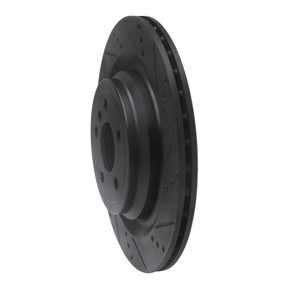 R1 13-19 Mercedes-Benz GLS450 Rear Right Drilled & Slotted Black Brake Rotor