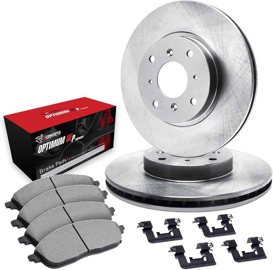 R1 Concepts Brake Rotor- Blank with Optimum Oe Pads Hdw Fits Kia Sephia