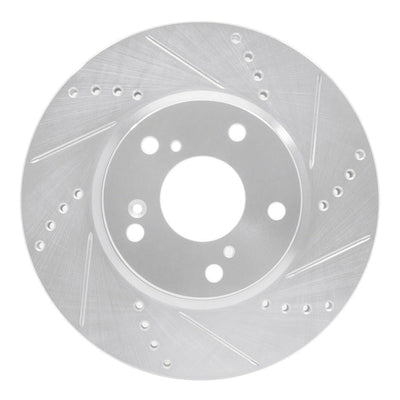 R1 2016-2025 Honda Civic Coupe Front Right Drilled & Slotted Black Brake Rotor