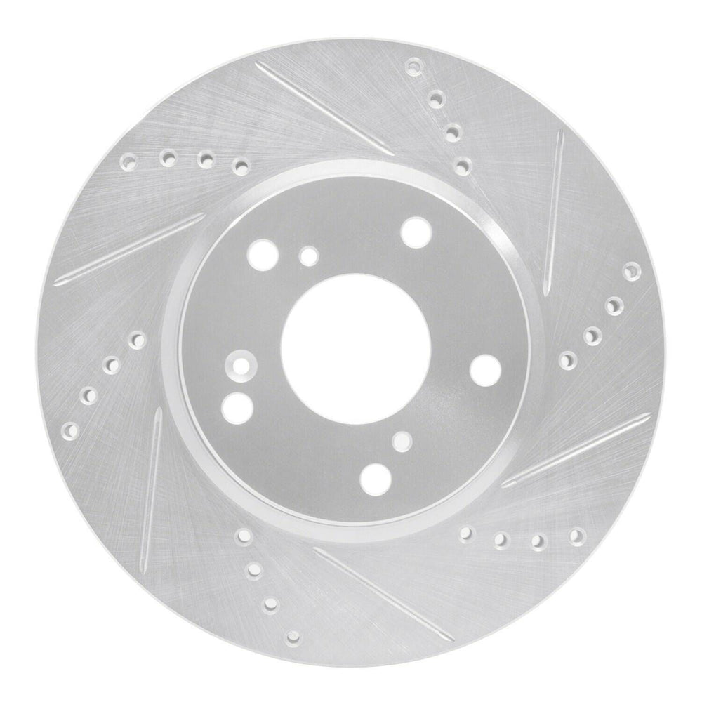 R1 2016-2025 Honda Civic Coupe Front Right Drilled & Slotted Black Brake Rotor