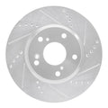 R1 2016-2025 Honda Civic Coupe Front Right Drilled & Slotted Black Brake Rotor