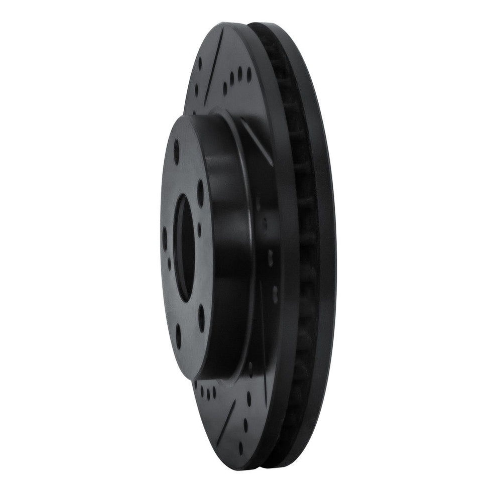 R1 92-01 Toyota Camry Front Left Drilled & Slotted Black Brake Rotor