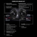 R1 Concepts Black Drilled Slotted Rotors with 5000 Oep Brake Pads Fits Audi A3