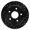 R1 99-04 Jeep Grand Cherokee Rear Right Drilled & Slotted Black Brake Rotor