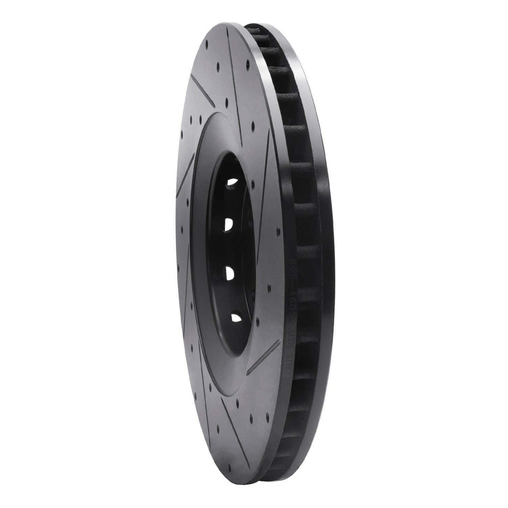 R1 09-15 Cadillac CTS Front Left Drilled & Slotted Black Brake Rotor