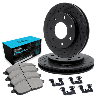 R1 E- Line Series Brake Rotor - D/S - Black w/ Ceramic Pads Hdw Fits Chevrolet K3500