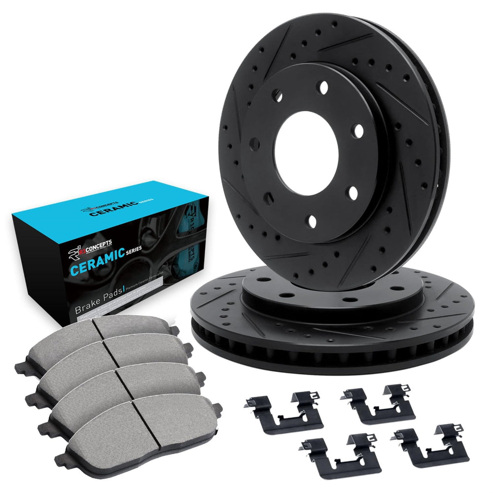 R1 E- Line Series Brake Rotor - D/S - Black w/ Ceramic Pads Hdw Fits Chevrolet K3500