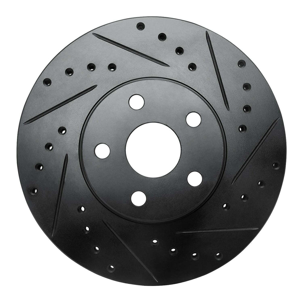 R1 87-91 Lexus ES250 Front Right Drilled & Slotted Black Brake Rotor