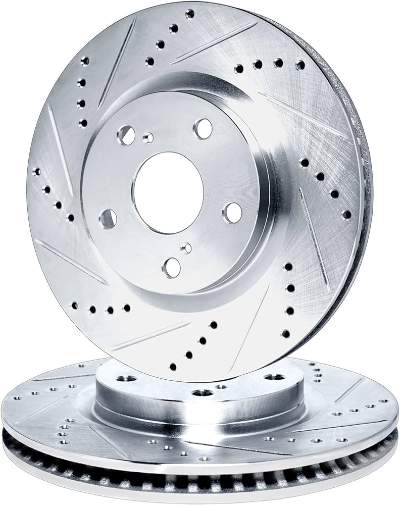 R1 97-04 Porsche Boxster Front Drilled & Slotted Silver Brake Rotor Set