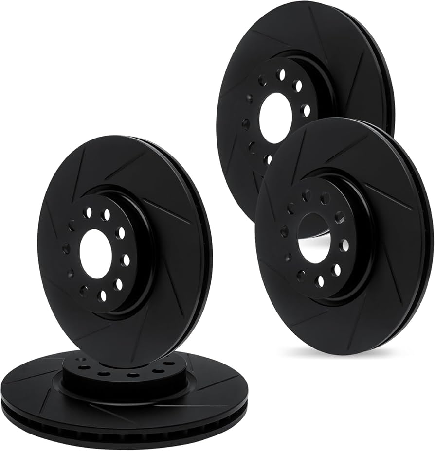 R1 Concepts Brake Rotor- Slotted - Black Fits Acura TL