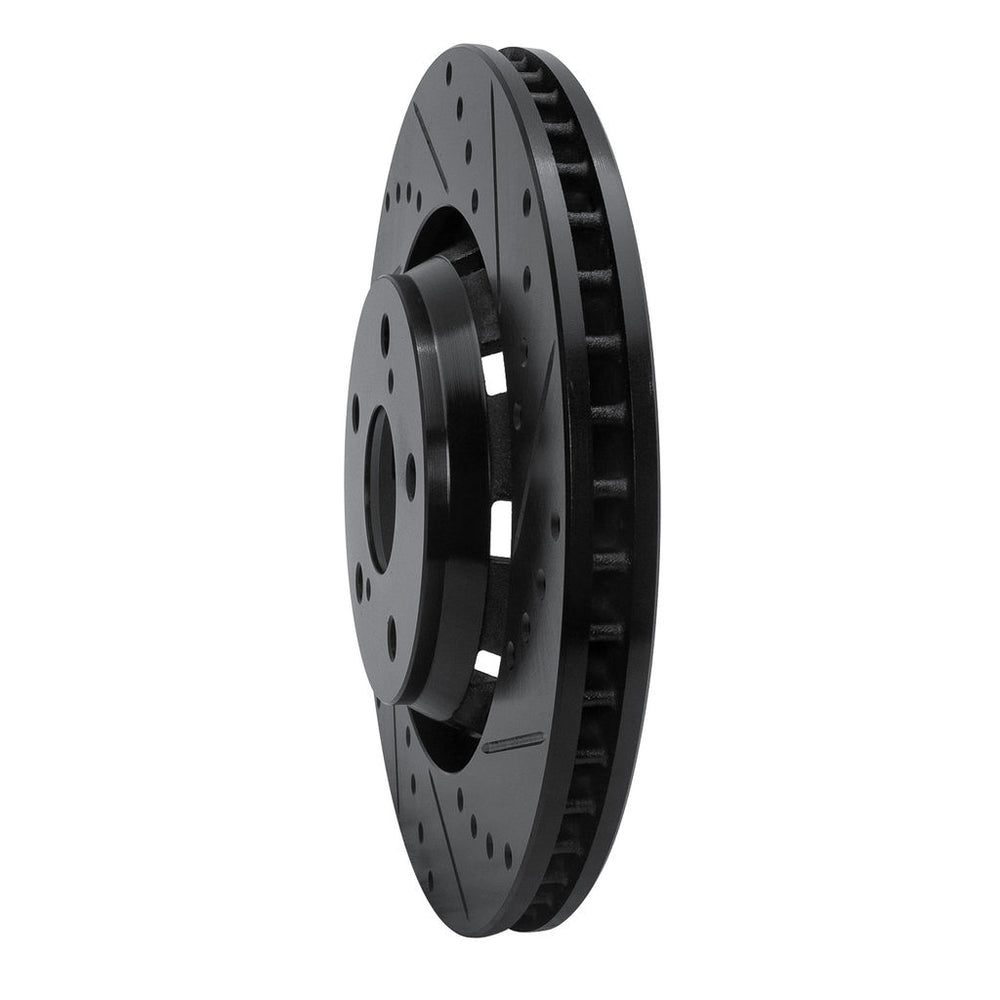 R1 09-15 Toyota Venza Front Right Drilled & Slotted Black Brake Rotor