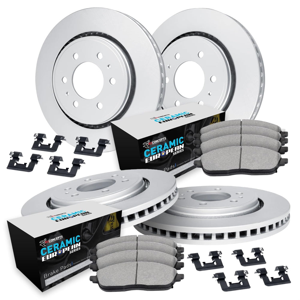 R1 18-21 Volvo XC60 Front & Rear Carbon Coated Brake Rotor Set w/Euro Ceramic Pads and Hardware