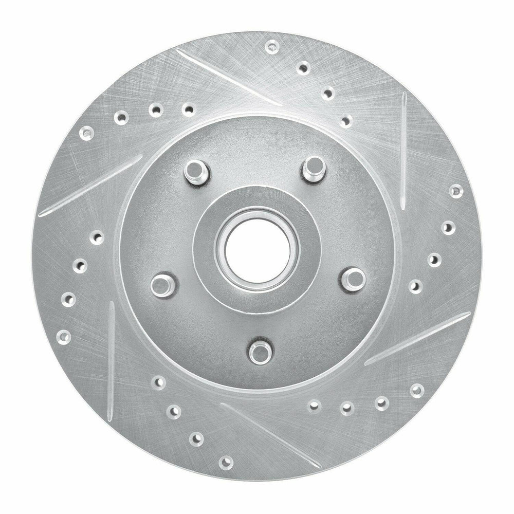 R1 Concepts Brake Rotor Drilled and Slotted Silver Fits Ford Country